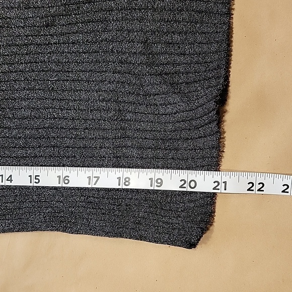 Rita Ora Size L Pewter Gray Metallic Ribbed Semi Sheer Mock Neck Top, EUC - Picture 8 of 11